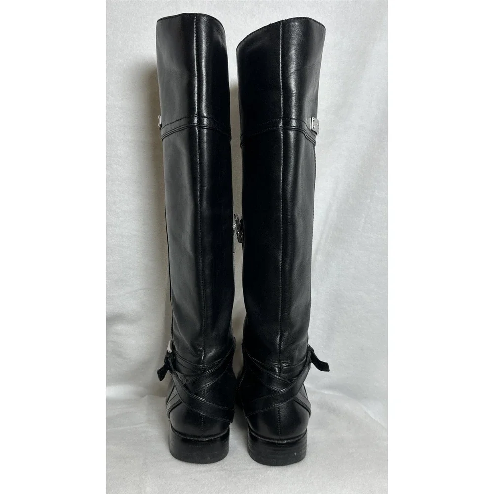 COACH-Micha Black Leather Knee High Riding Boots Size 6B